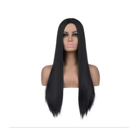 40Inch 100cm Long Women's Long Straight Black Wig Anime Costume Party Wig
