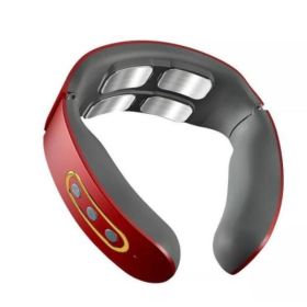 Cervical spine electric hot compress neck protector (Option: Red-D-USB)