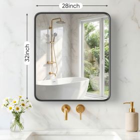 Wall Mirror With Rectangular Metal Frame (Option: Black2832)