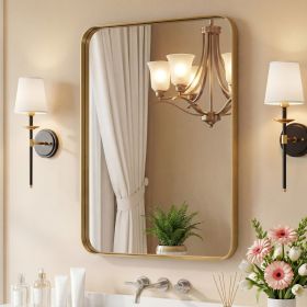 Wall Mirror With Rectangular Metal Frame (Option: Gold3648)