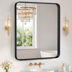 Wall Mirror With Rectangular Metal Frame (Option: Black3640)