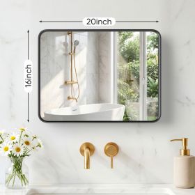 Wall Mirror With Rectangular Metal Frame (Option: Black1620)