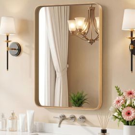 Wall Mirror With Rectangular Metal Frame (Option: Wood3040)