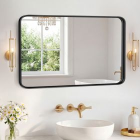 Wall Mirror With Rectangular Metal Frame (Option: 2436N)