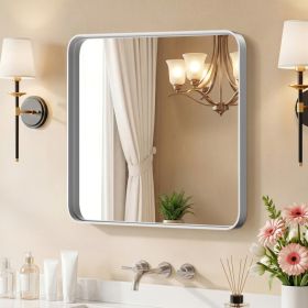 Wall Mirror With Rectangular Metal Frame (Option: Silver3030)