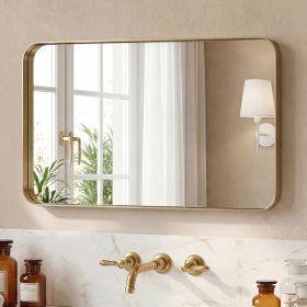 Wall Mirror With Rectangular Metal Frame (Option: Gold2440)