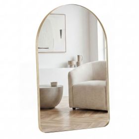 Arched Wall Mirror For Bathroom Over Sink, Arched Rounded Rectangle, Modern Vanity Mirror With Matte Metal Deep Frame, For Home Decor, Living Room (Option: Gold  2030)