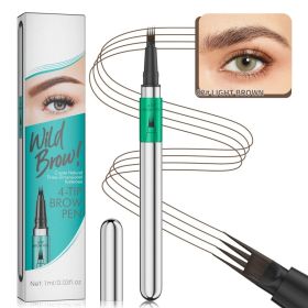 Microblading Eyebrow Pen,Waterproof Eye Brow Pen With 4-Fork-Tip Liquid Brow Pen For Natural Looking Defined Eyebrows,01,02,03 (Option: Brown)