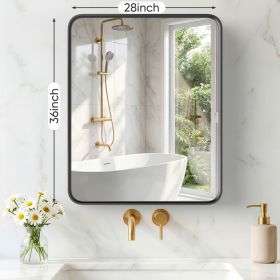 Wall Mirror With Rectangular Metal Frame (Option: Black2836)