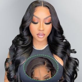 4x7 Lace Closure Wig Human Hair Natural Color Body Three-Dimensional  Wave Density (Option: 18inch)
