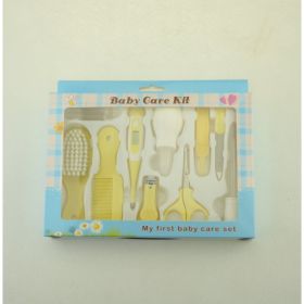 Maternal and Infant Thermometer Feeding Nasal Nasal Care 10 Piece Set Baby Manicure Clamp Nail Clipper Set (Option: Yellow blue)