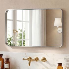 Wall Mirror With Rectangular Metal Frame (Option: Silver2440)