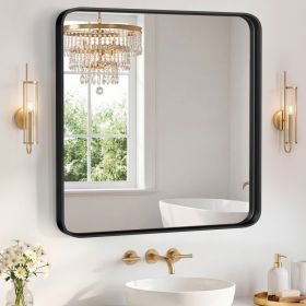 Wall Mirror With Rectangular Metal Frame (Option: Black3636)