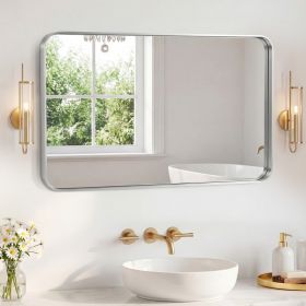 Wall Mirror With Rectangular Metal Frame (Option: Silver3248)