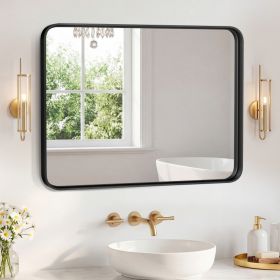 Wall Mirror With Rectangular Metal Frame (Option: Black3240)