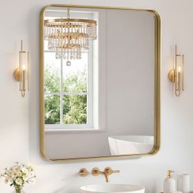 Wall Mirror With Rectangular Metal Frame (Option: Gold3640)