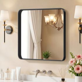 Wall Mirror With Rectangular Metal Frame (Option: Black3030)