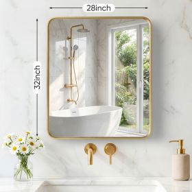 Wall Mirror With Rectangular Metal Frame (Option: Gold2832)