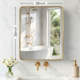 Wall Mirror With Rectangular Metal Frame (Option: Gold2836)