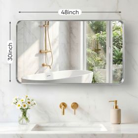 Wall Mirror With Rectangular Metal Frame (Option: Silver3048)