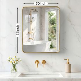Wall Mirror With Rectangular Metal Frame (Option: Gold3036)