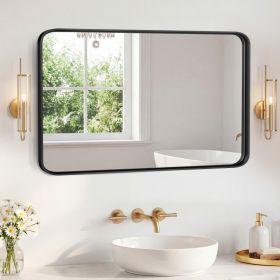 Wall Mirror With Rectangular Metal Frame (Option: Black3248)