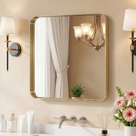 Wall Mirror With Rectangular Metal Frame (Option: Gold3030)