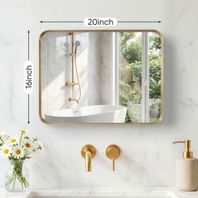 Wall Mirror With Rectangular Metal Frame (Option: Gold1620)