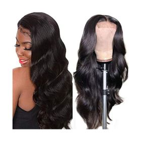4x4 Lace Closure Wig Human Hair Natural Color Body Wave Density (Option: 12inch)