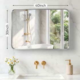 Wall Mirror With Rectangular Metal Frame (Option: Silver3040)