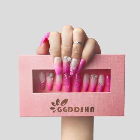 GGddsha Nails Handmade Pmma Acrylic Nails Press On NailsShort Reusable Fake False Nails Kit With Box Gifts ForWomen,Blush Elegance (Option: L)