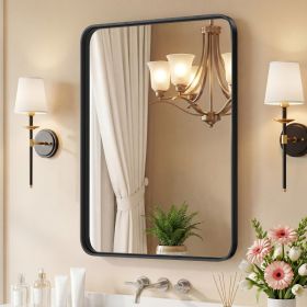 Wall Mirror With Rectangular Metal Frame (Option: Black3648)